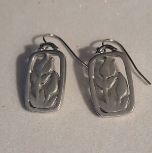 Vintage Pewter Tulip Earrings